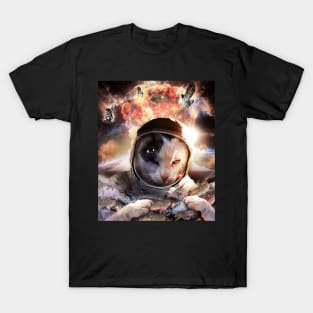 Space Galaxy Astronaut Cat Explosion T-Shirt